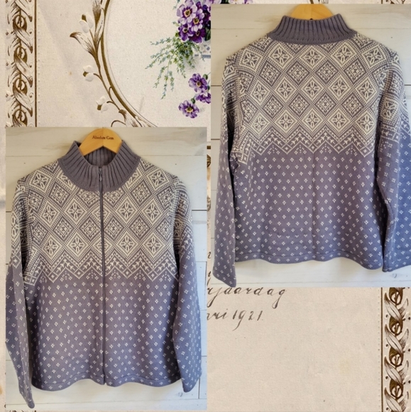 Norton Mcnaughton Petites periwinkle blue knit sweater jacket with zipper sz. PL - Picture 7 of 16